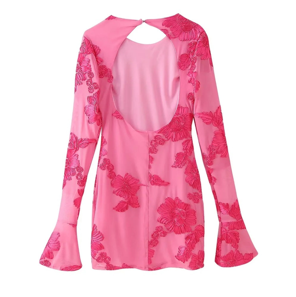 Women's Fashionable Sexy Slim Fit Bell Bottom Sleeve Party Dress 9