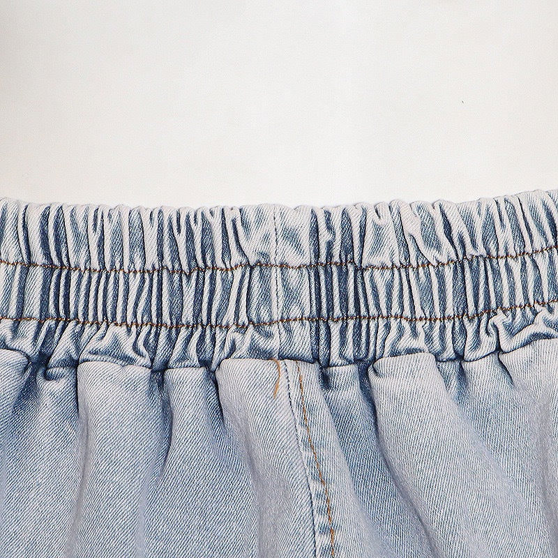 Summer Fashion Strapless Casual Stretch Denim Two-Piece Pants Set 15