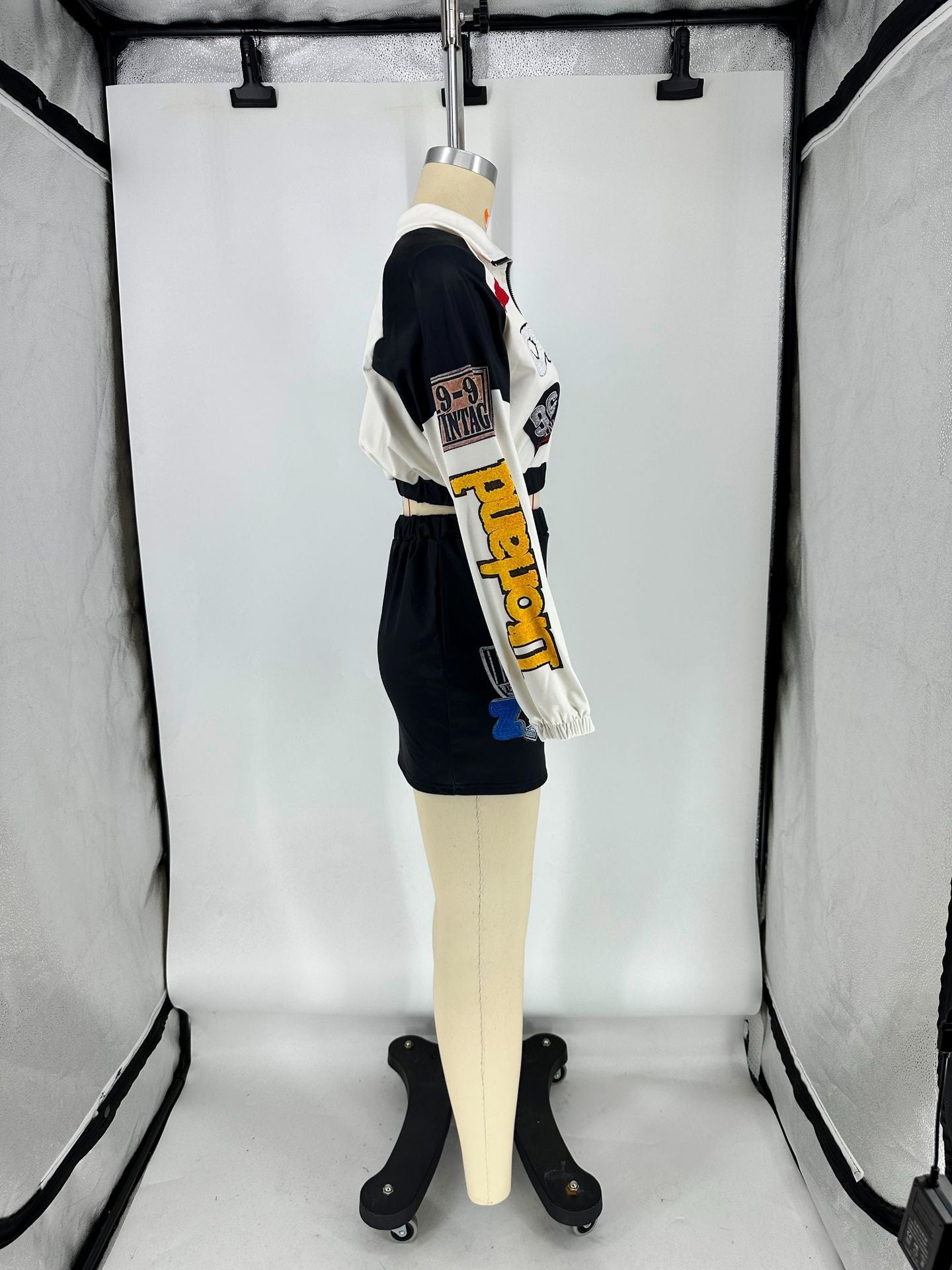 Women Printed Long Sleeve Jacket and Button Skirt Two-Piece Set 13