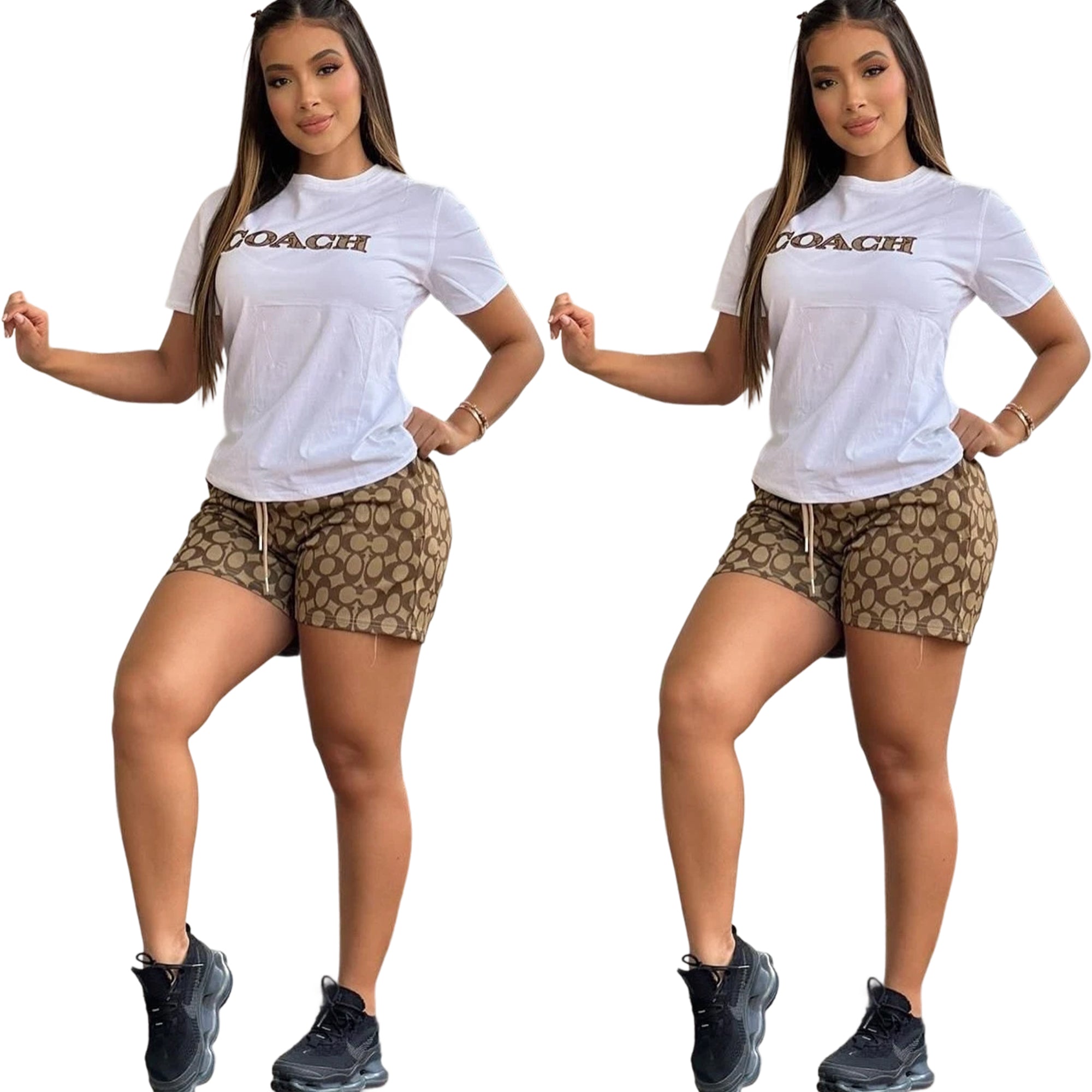 Women casual printed short-sleeved Top and shorts two-piece set 12