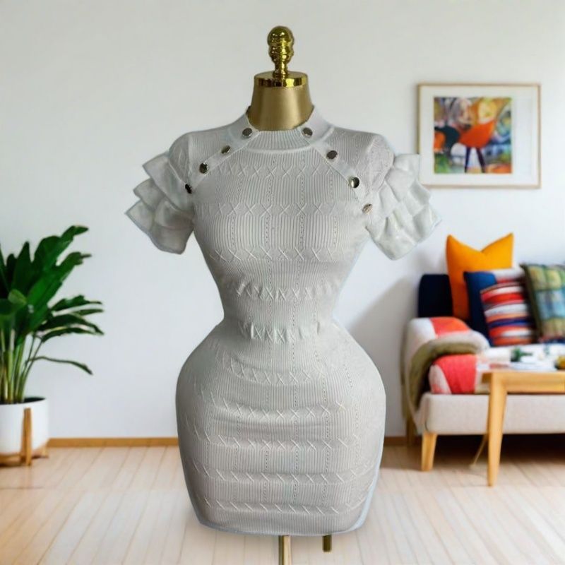 Women summer sexy round neck short sleeve dress 4