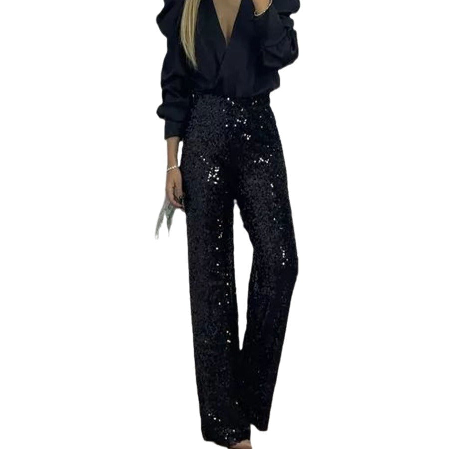 Spring Summer Party Sequined Casual Slim Fit Stretch Bell Bottom Pants 9