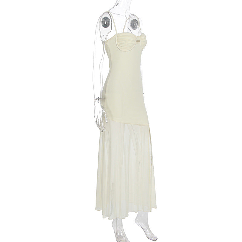 Summer Women's Fashion Sexy V-Neck Low Back Slim Fit Slit Strap Dress 7