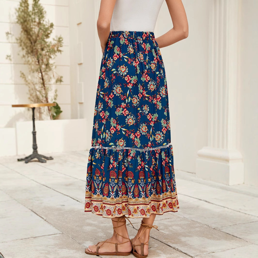 Women Print Bohemian Holidays Beach Skirt 5