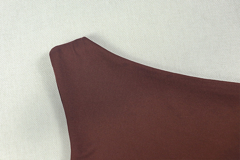 Fashion One-Shoulder Solid Pants Set Slash Shoulder Lace-Up Top Tight Fitting Pants Two-Piece Set 13