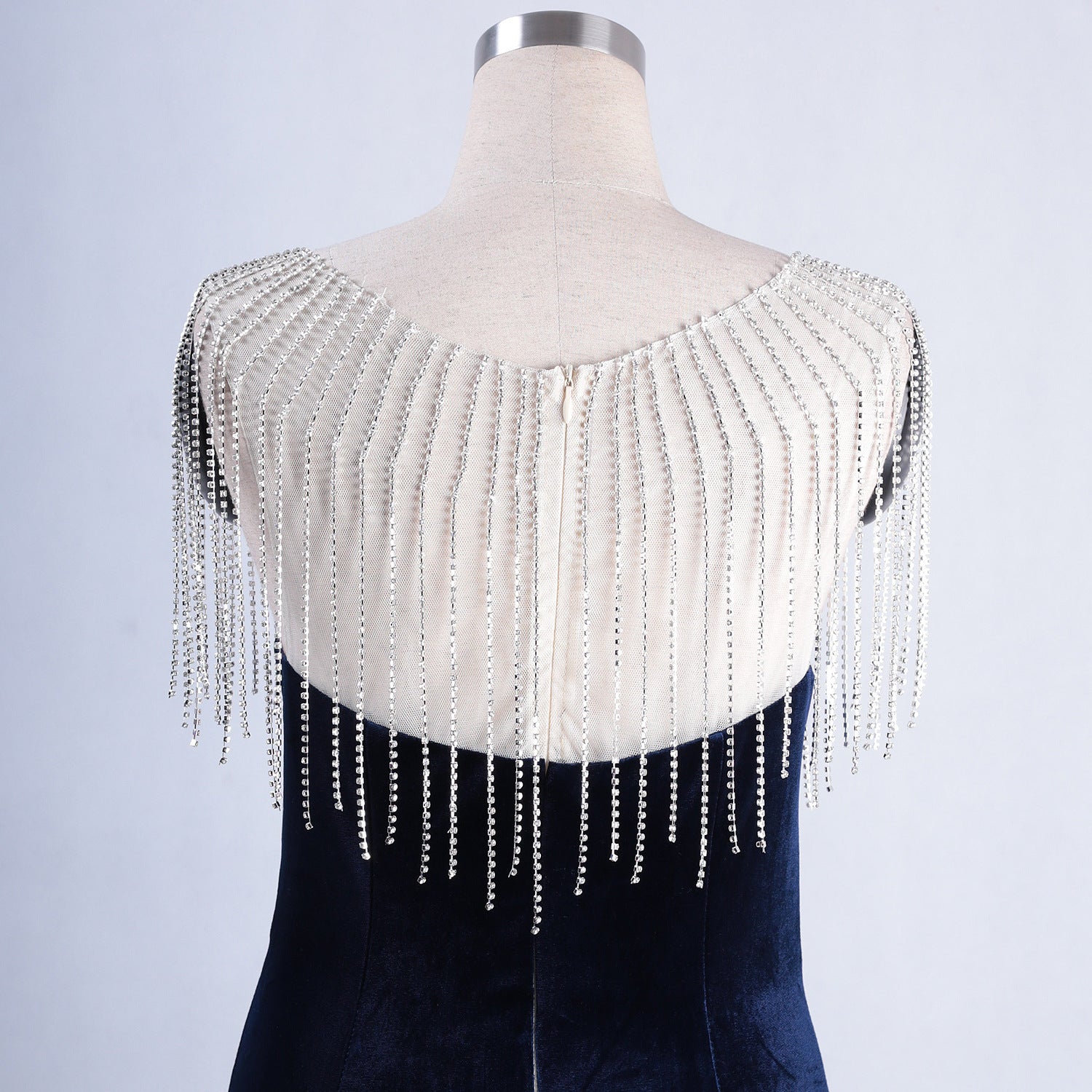 diamond chain velvet evening dress Formal Party long slim and elegant mermaid Prom Dress 26