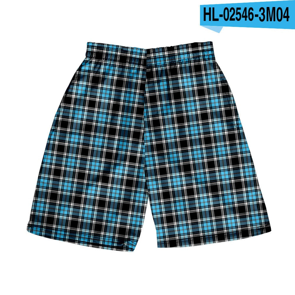 Men's Spring/Summer Hawaiian Casual Plaid Shorts 6