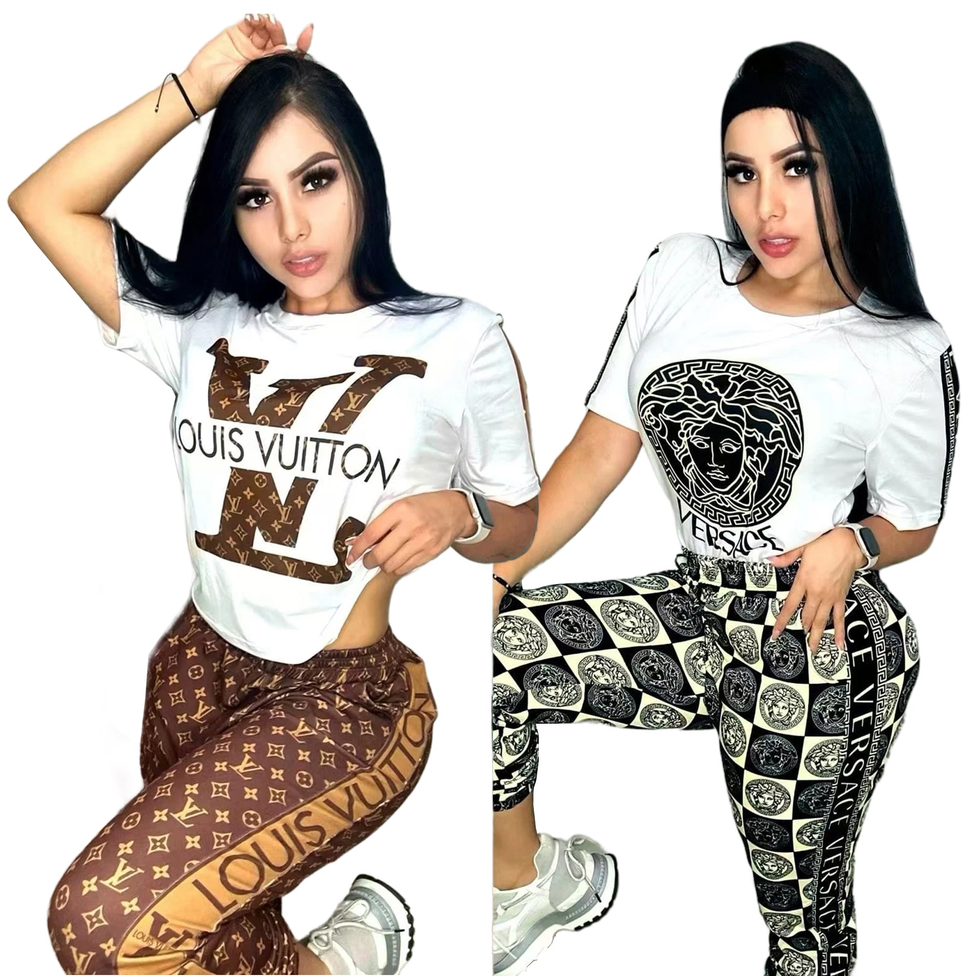 Women Print Top and Pants Two Piece Set 6