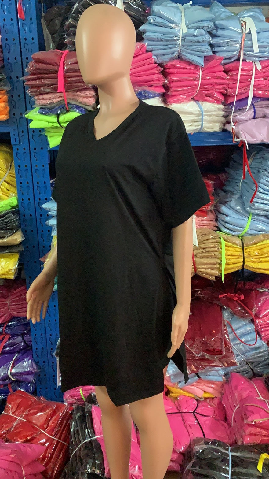 Women Summer Solid Slit Short Sleeve Top and Shorts Two-piece Set 23