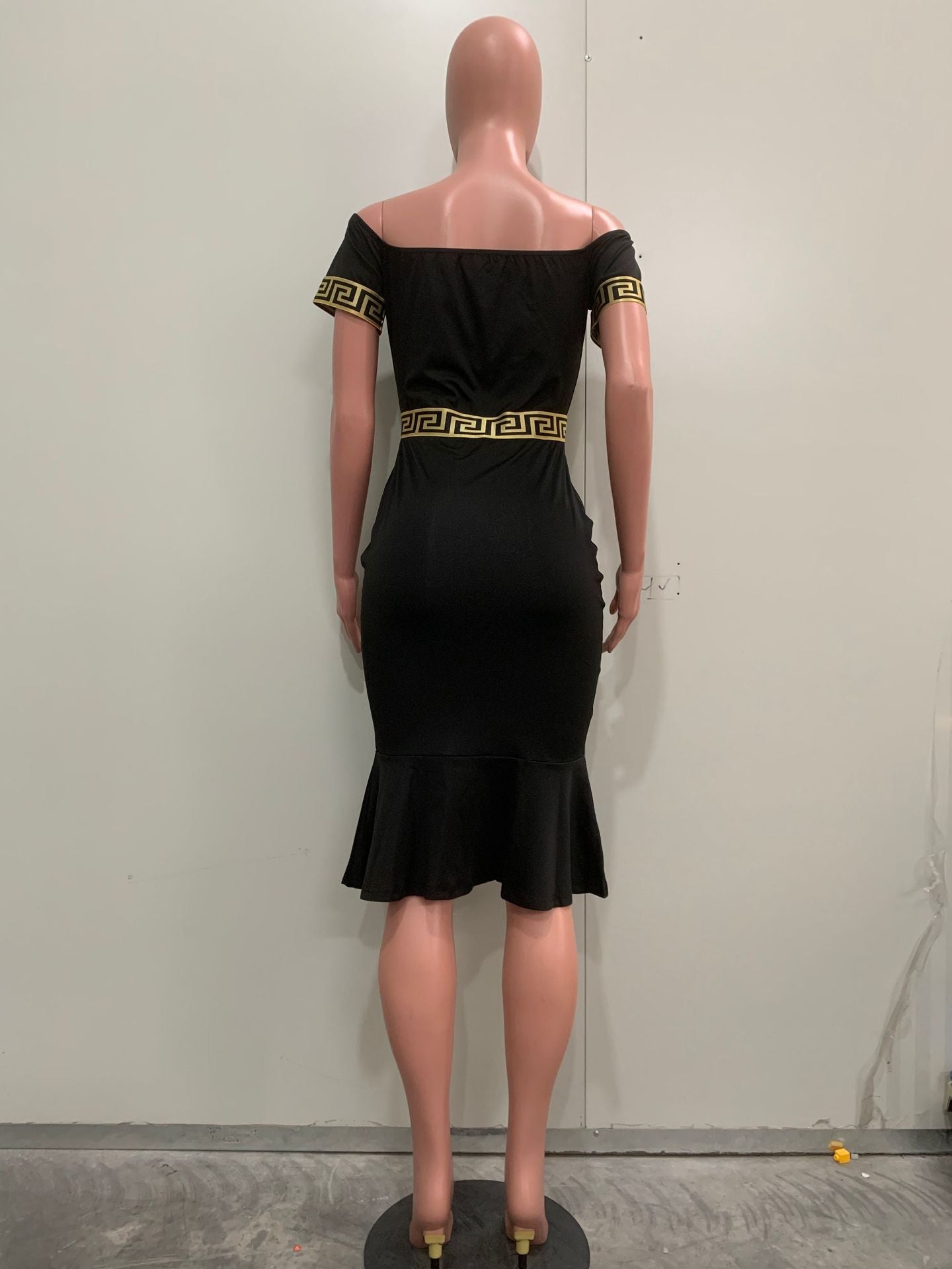 Summer Women's Off Shoulder Short-Sleeved Sexy Solid Color Dress 7