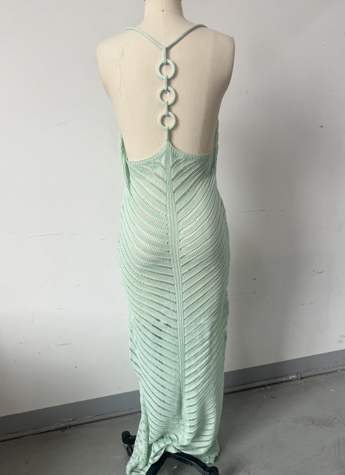 Women's Summer Knit Halter Slim Long Dress 7