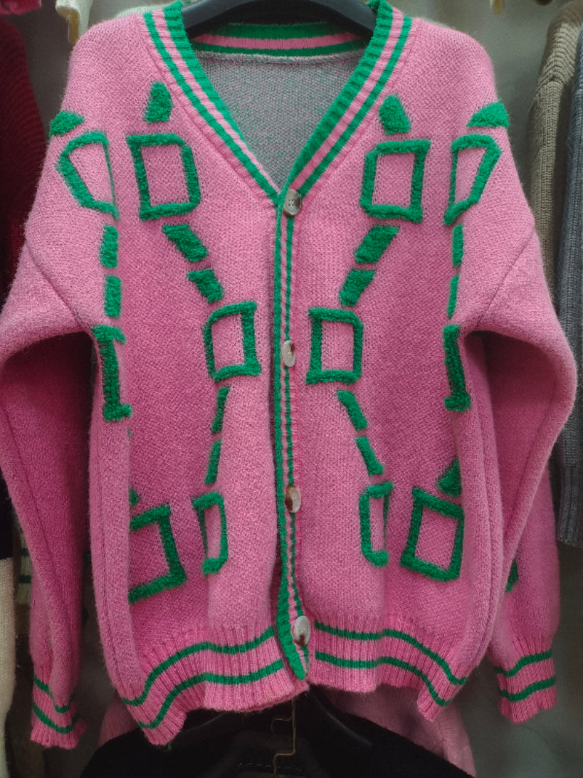 Autumn And Winter Sweater Jacket Single-Breasted Embroidered V-Neck Top Loose Knitting Cardigan 15