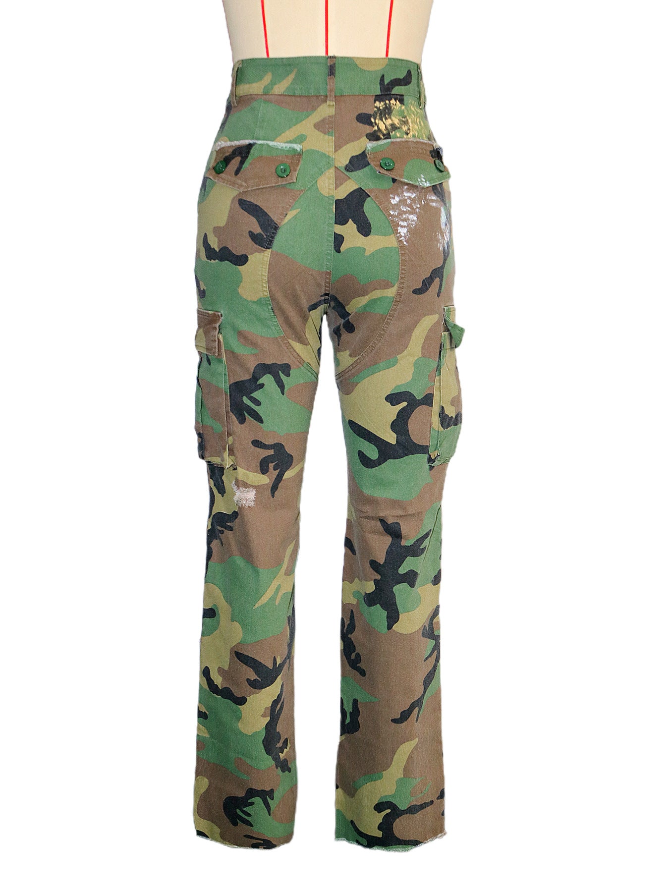 Women Casual Camouflage Print Pocket Cargo Pants 9