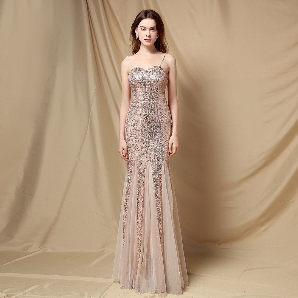 Summer Formal Sequins Strap Mermaid Evening Dress 19