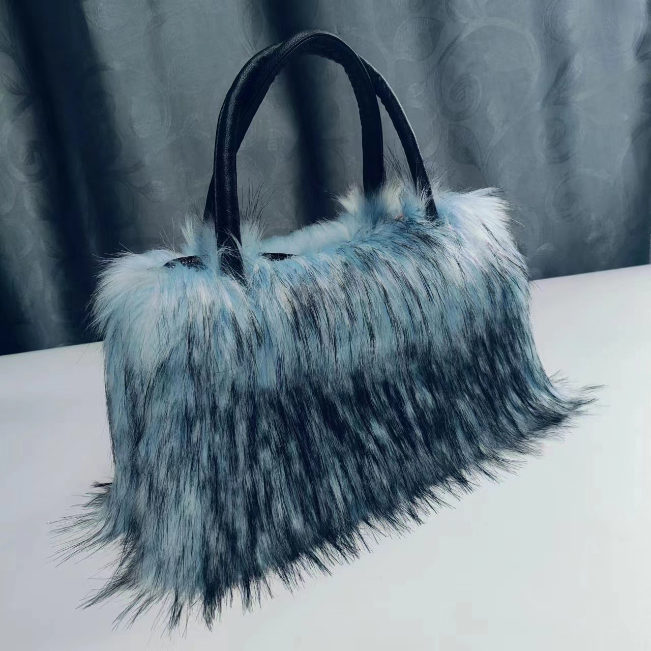 Faux fur plush handbag Faux raccoon fur handbag 5