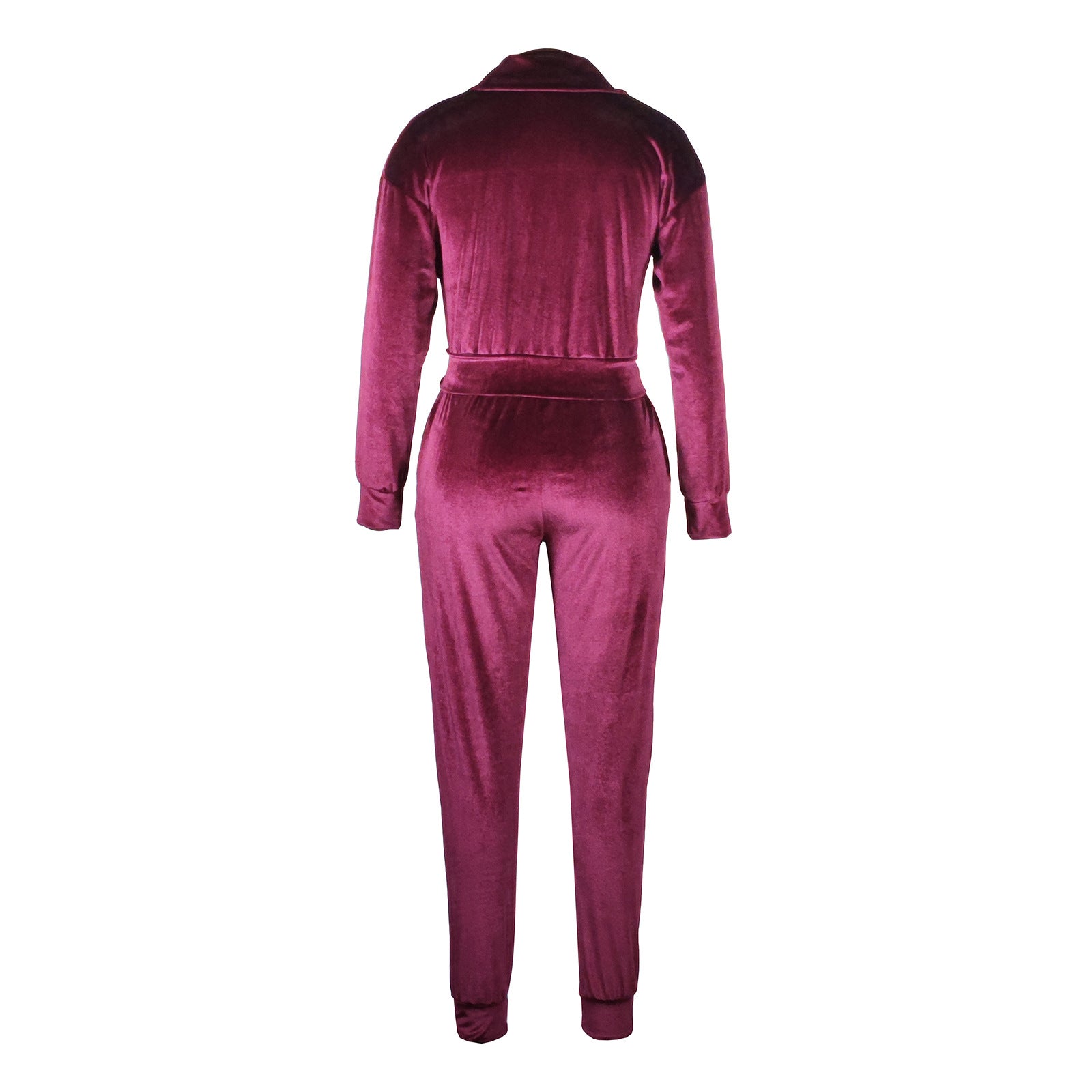 Women's Velvet Autumn And Winter Zipper Pocket Two Piece Tracksuit 13