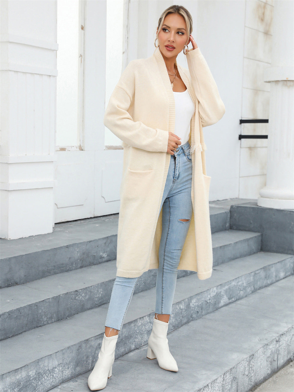 Winter Plus Size Long Cardigan Pocket Chic Fringe Sweater Coat 12