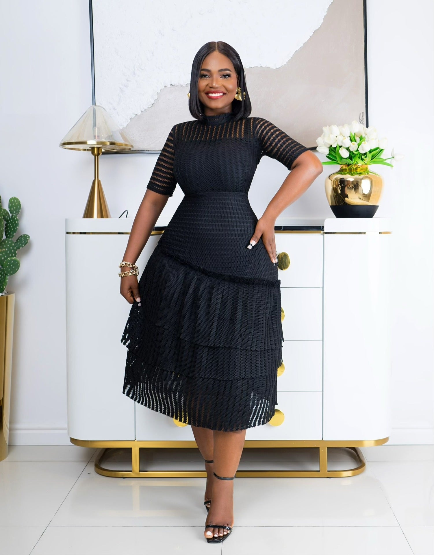 Women African Short Sleeve Dress 4