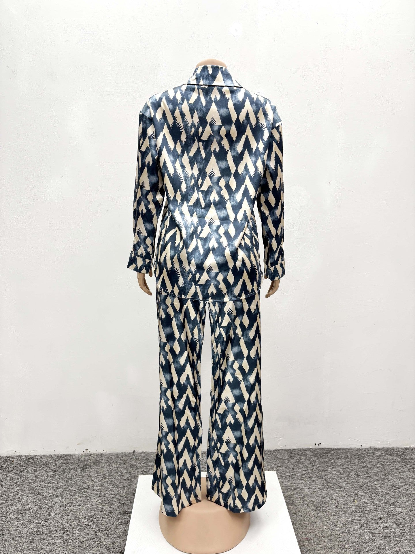 Spring Autumn African Print Long-Sleeved Shirt Trousers Two-Piece Set 7