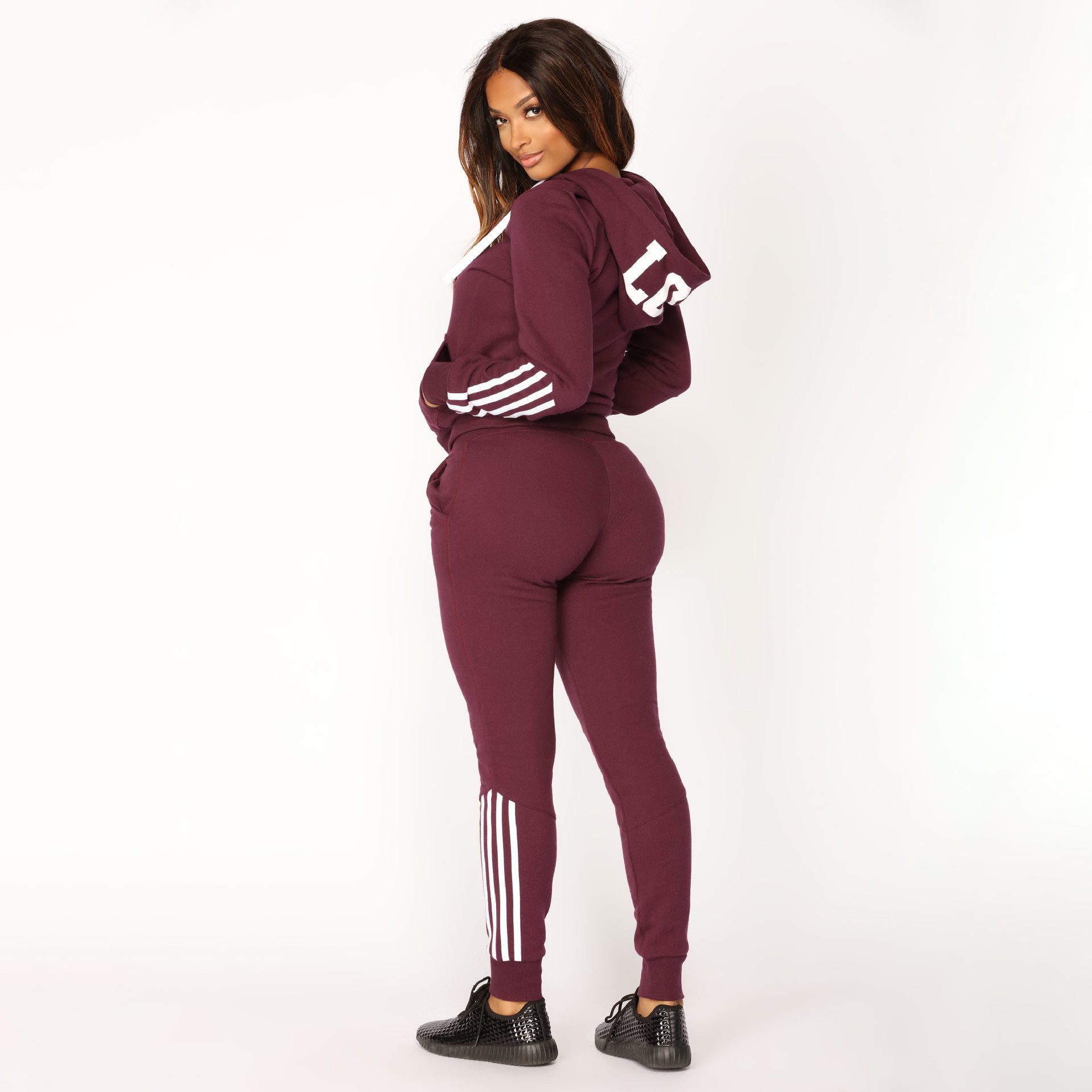 Women Long Sleeve Hoodies and Long Pants SportswearTwo Piece Set 9