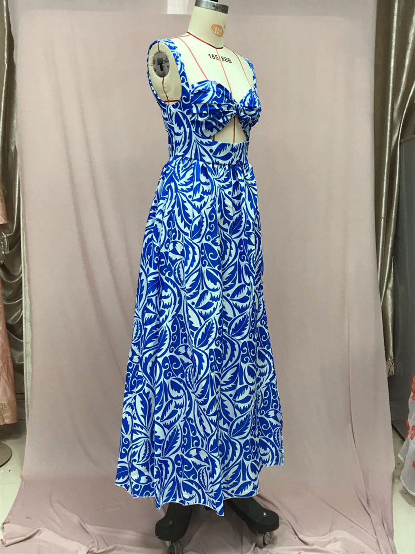 Women Summer Sexy Halter Print Slit Maxi Dress 6