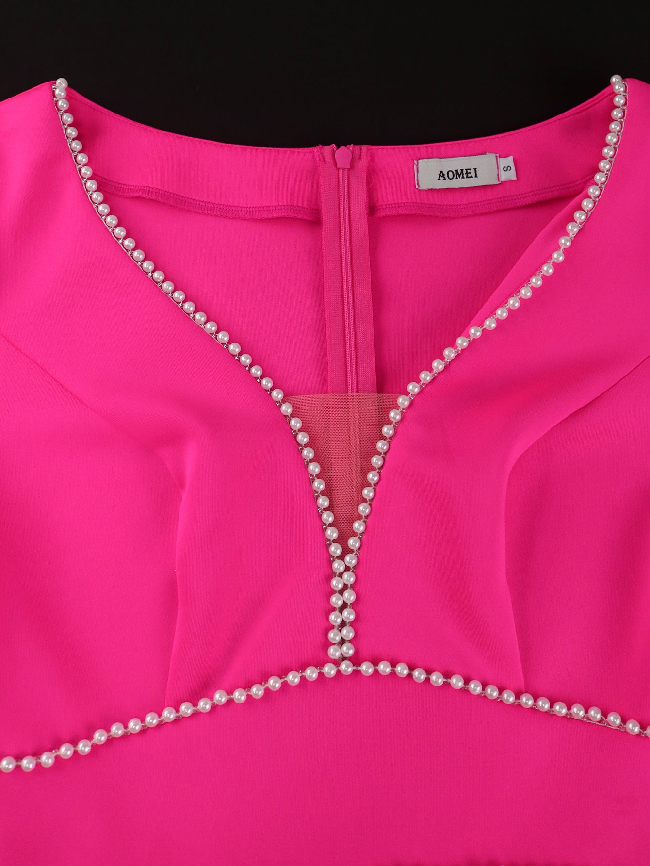 Feather Patchwork Deep V Diamond Long Sleeve Evening Dress 7