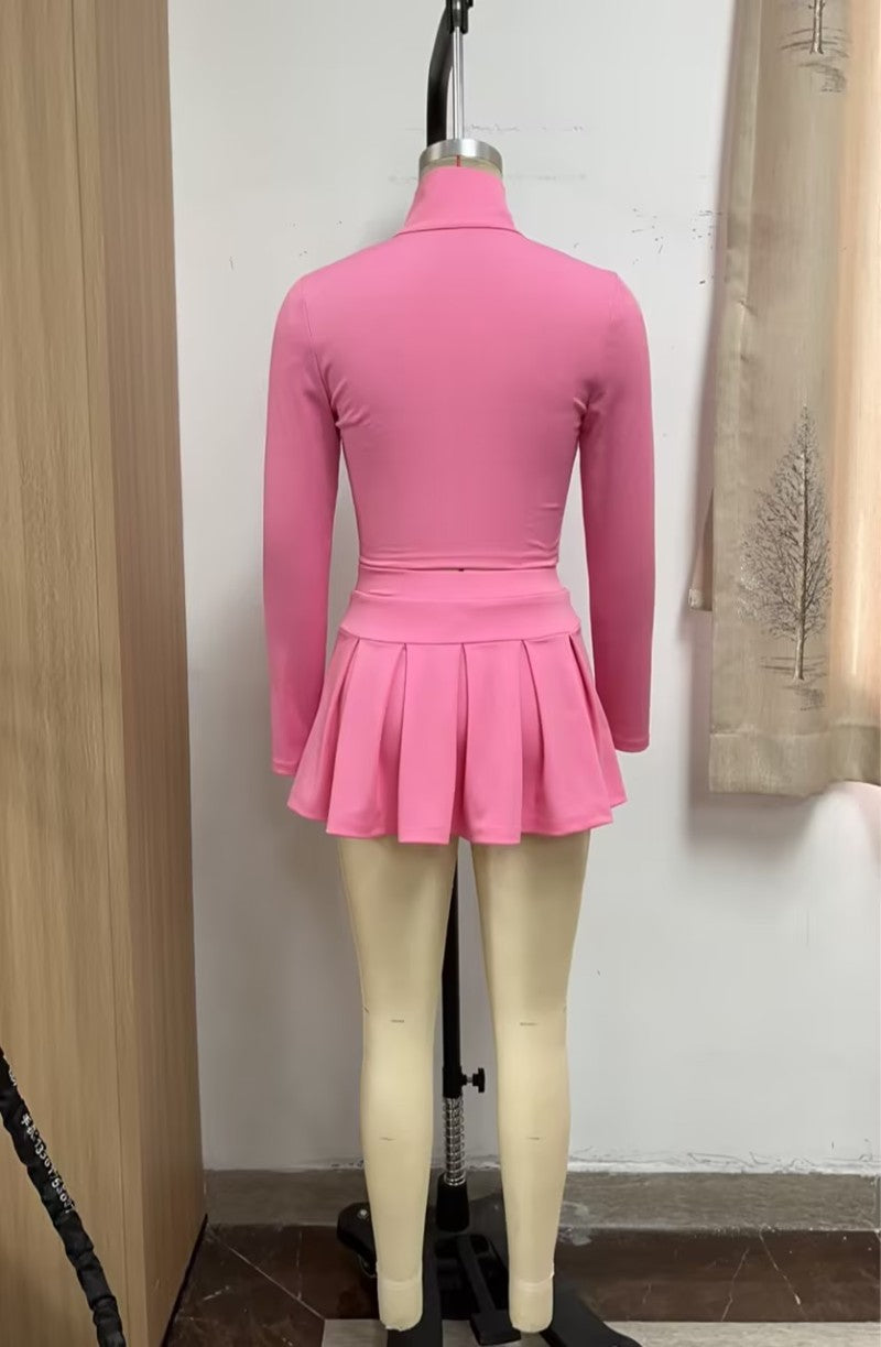 Women autumn and winter Casual Solid long-sleeved Top and Skirt two-piece set 15