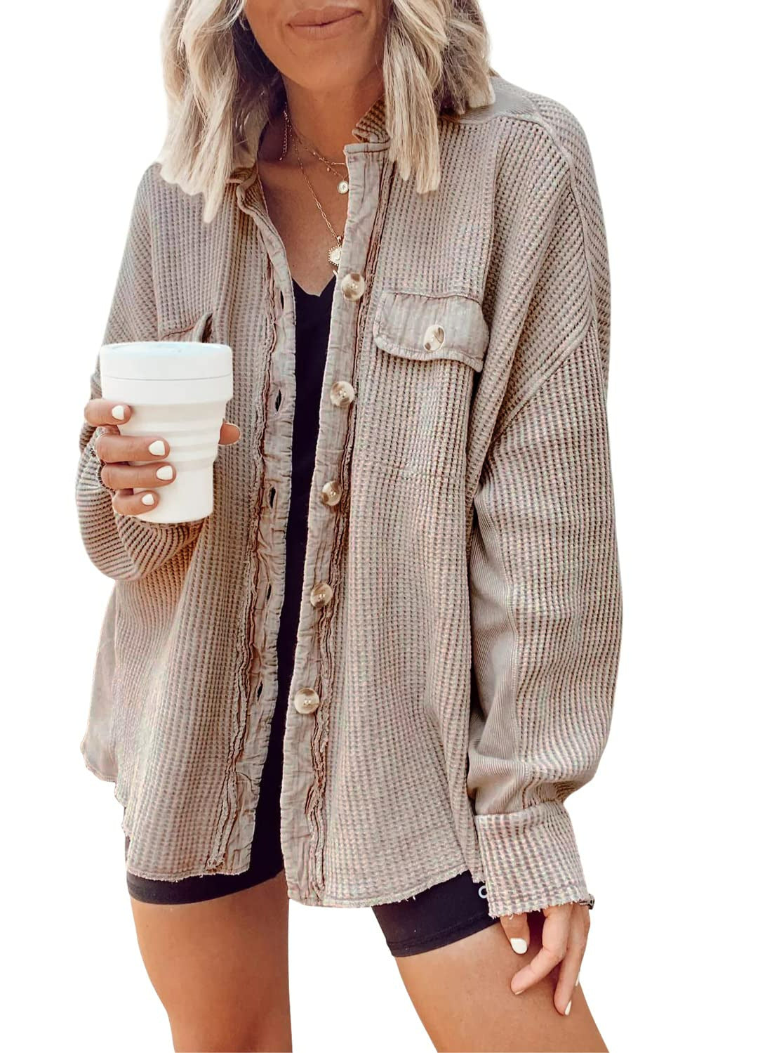 Autumn Jacket Fashion Casual Turndown Collar Pocket Patchwork Irregular Shirt Women 19