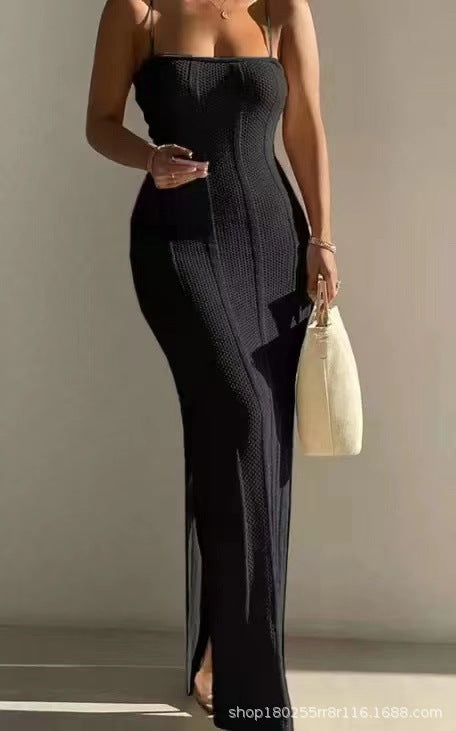 Women's Sexy Strap Knit Slim Long Dress 10