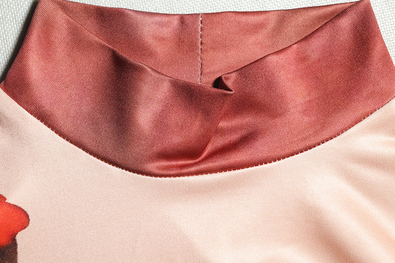 Women Round Neck Long Sleeve Printed Dress 12