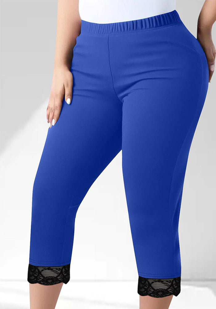 Women's Trousers Lace Capri Pants Plus Size Elastic Waist Tight Pants