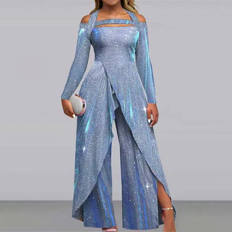 Women Sexy Sequined Irregular Design Chic Jumpsuit