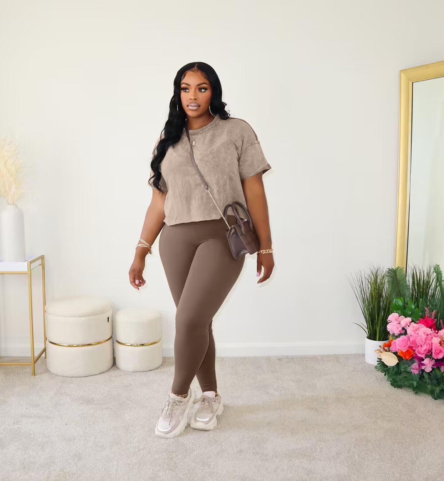 Fashion Ladies Print Casual Suit Sport Two-Piece Set 5