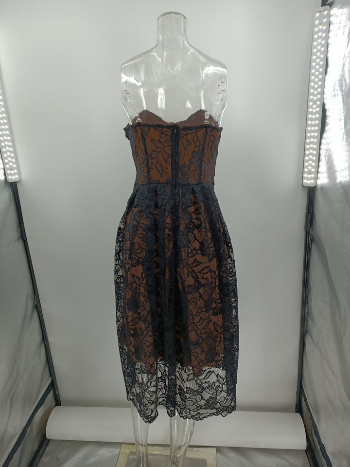 Summer sexy strapless Lace Elegant Party Dress 10