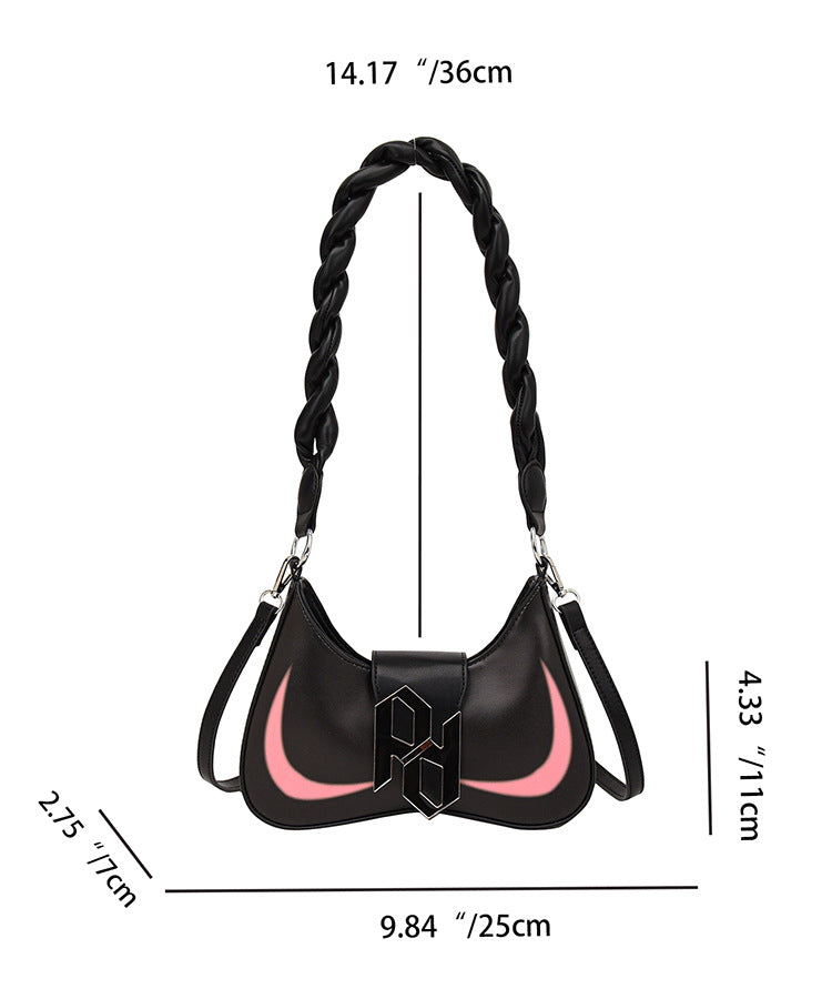 Women Contrasting Color Braided Twist Messenger Bag Shoulder Bag 15