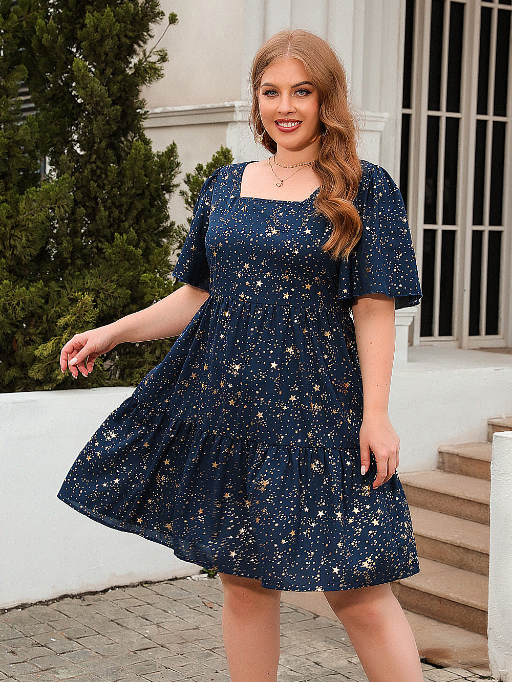 Plus Size Women's Printed Casual Loose Cocktail Party Elegant Dress 3
