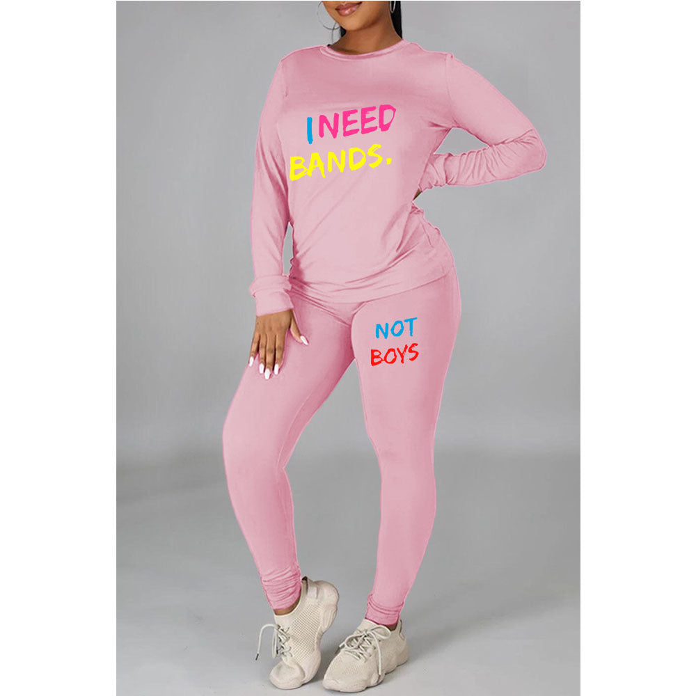 Plus Size Women Print Style Long Sleeve Top And Pant Casual Two Piece Set 4