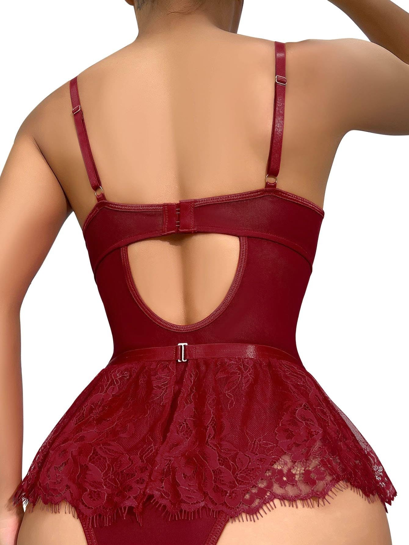 Sexy Lingerie Rhinestone Seductive Bodysuit Set 21