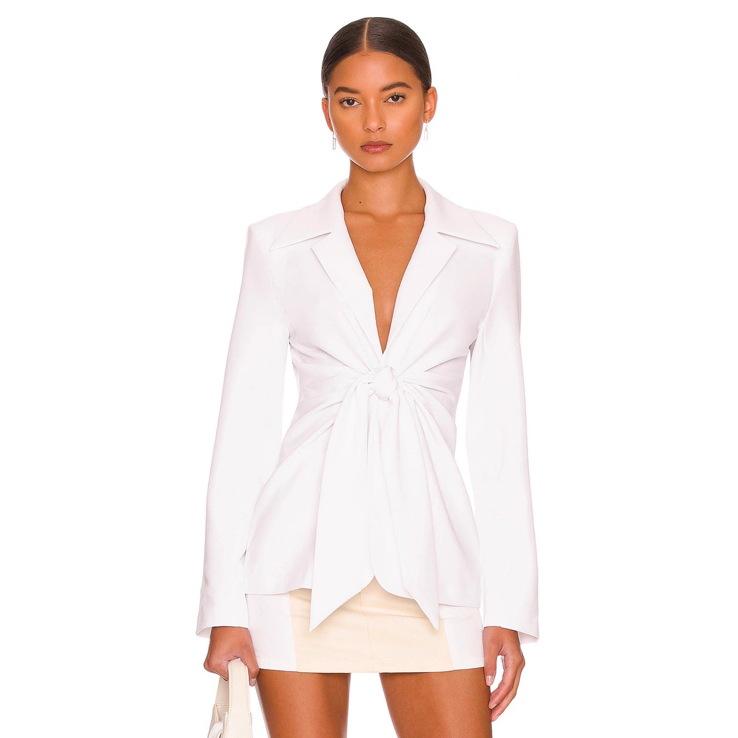 Tie Slim Waist Blazer Autumn Winter Chic Career Turndown Collar Long Coat 4