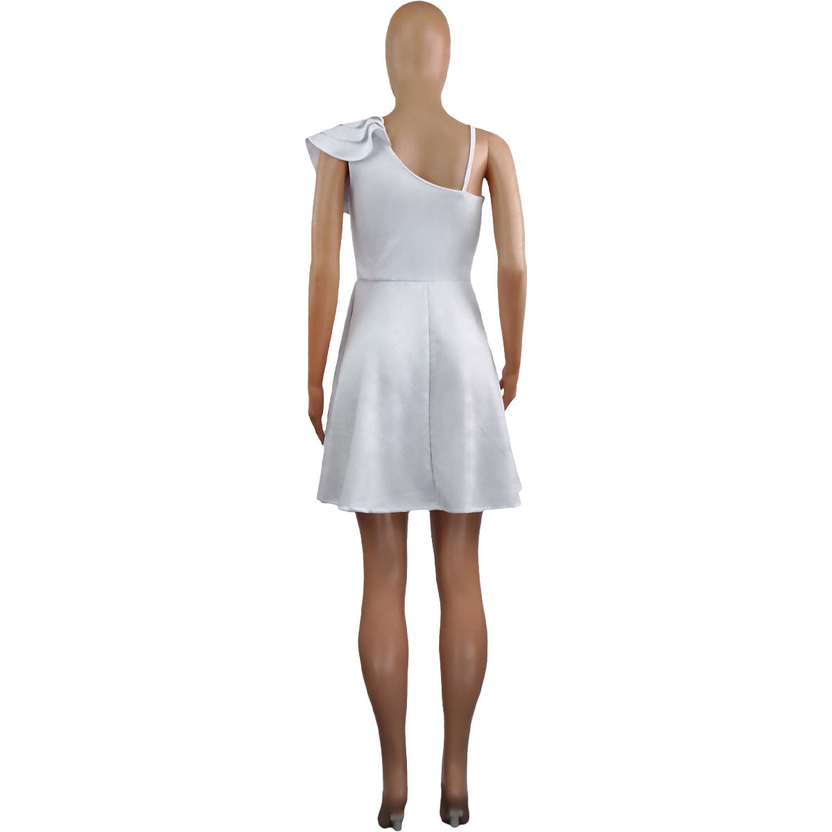 Women's Summer Solid Color Sexy Low Back Ruffle Strap Dress 5