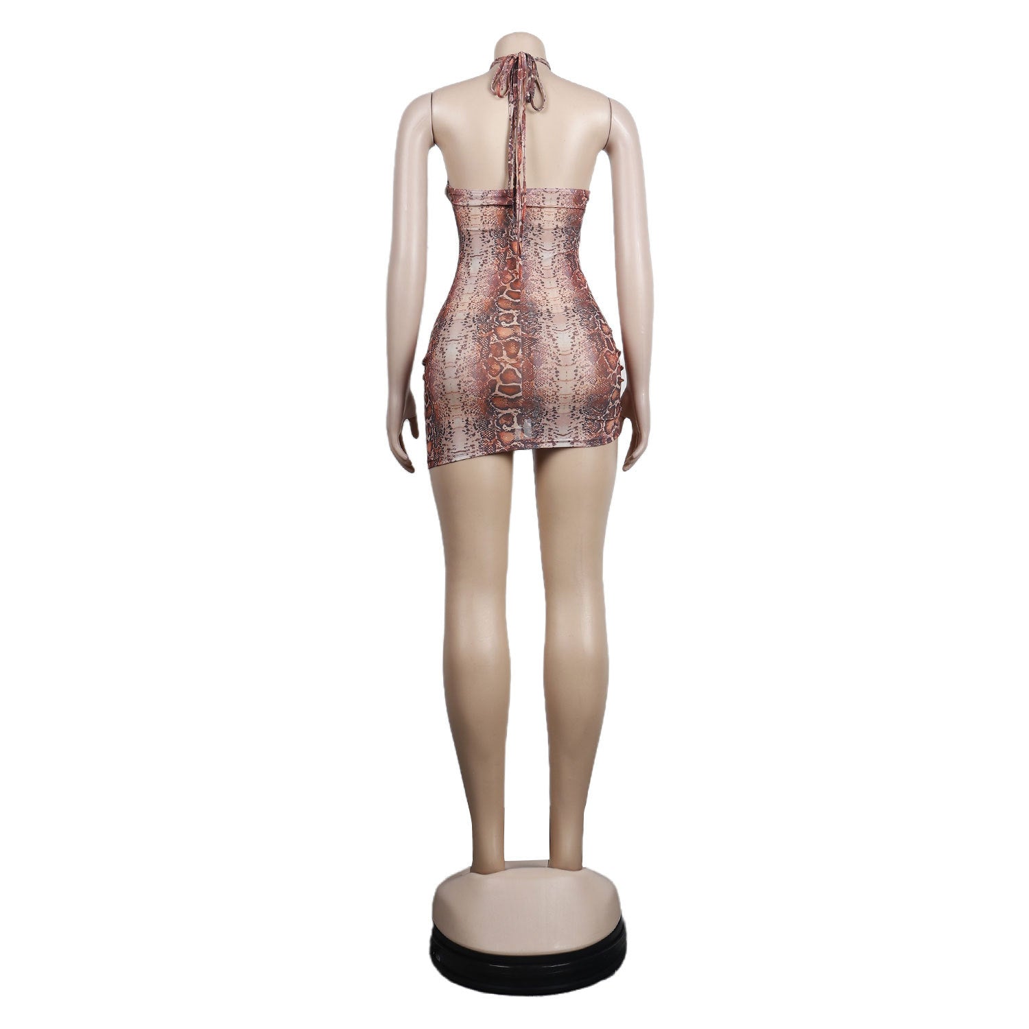 Sexy Sleeveless Halter Backless Slim Fit Printed Nightclub Dress 18