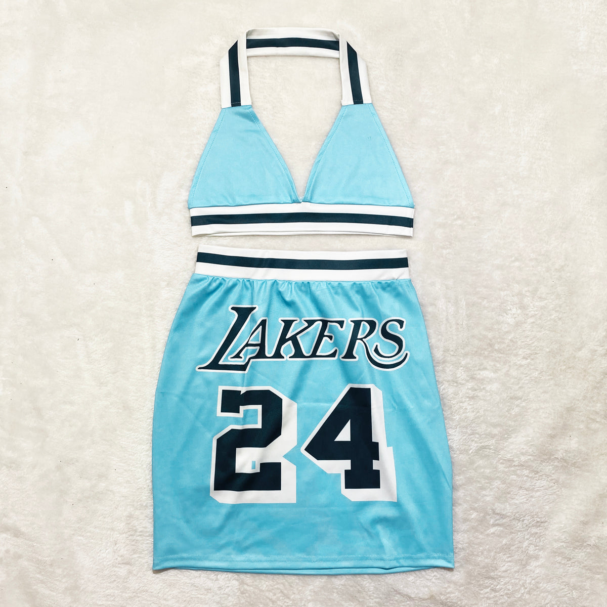 Summer Sports Print Halter Bra and Mini Skirt 2PC Set 9