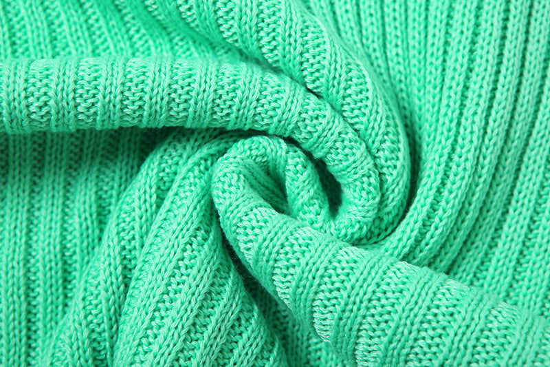 Women's Summer Sexy Solid Color V-Neck Hollow-out Knitting Fringe Side Slit Dress 15