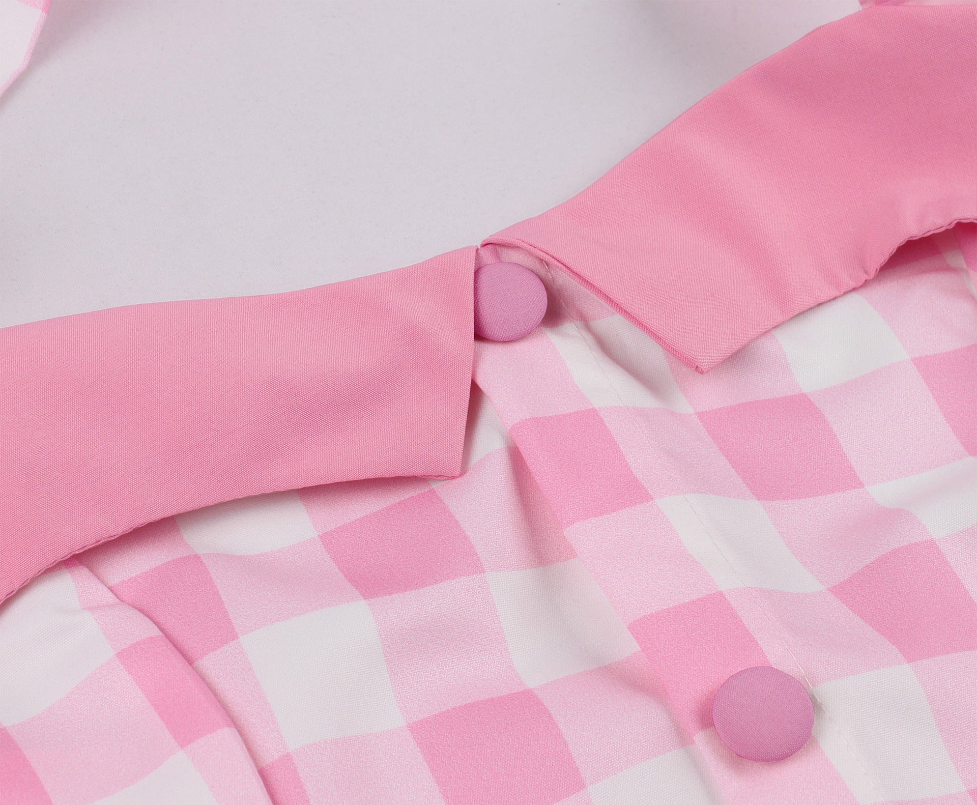 Women's  Summer Slim Waist Sweet Halter Neck Straps Pink Plaid Dress 9