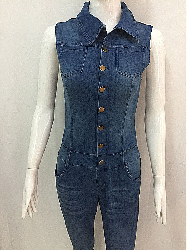 Slim Fit Jumpsuit Denim Pants 5