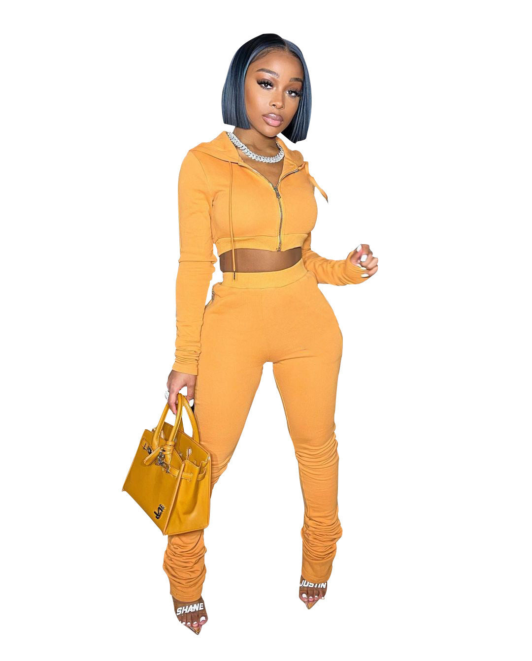 Fashion Casual Women's Hooded Long-Sleeved Top Pants Set Two-Piece Set 13