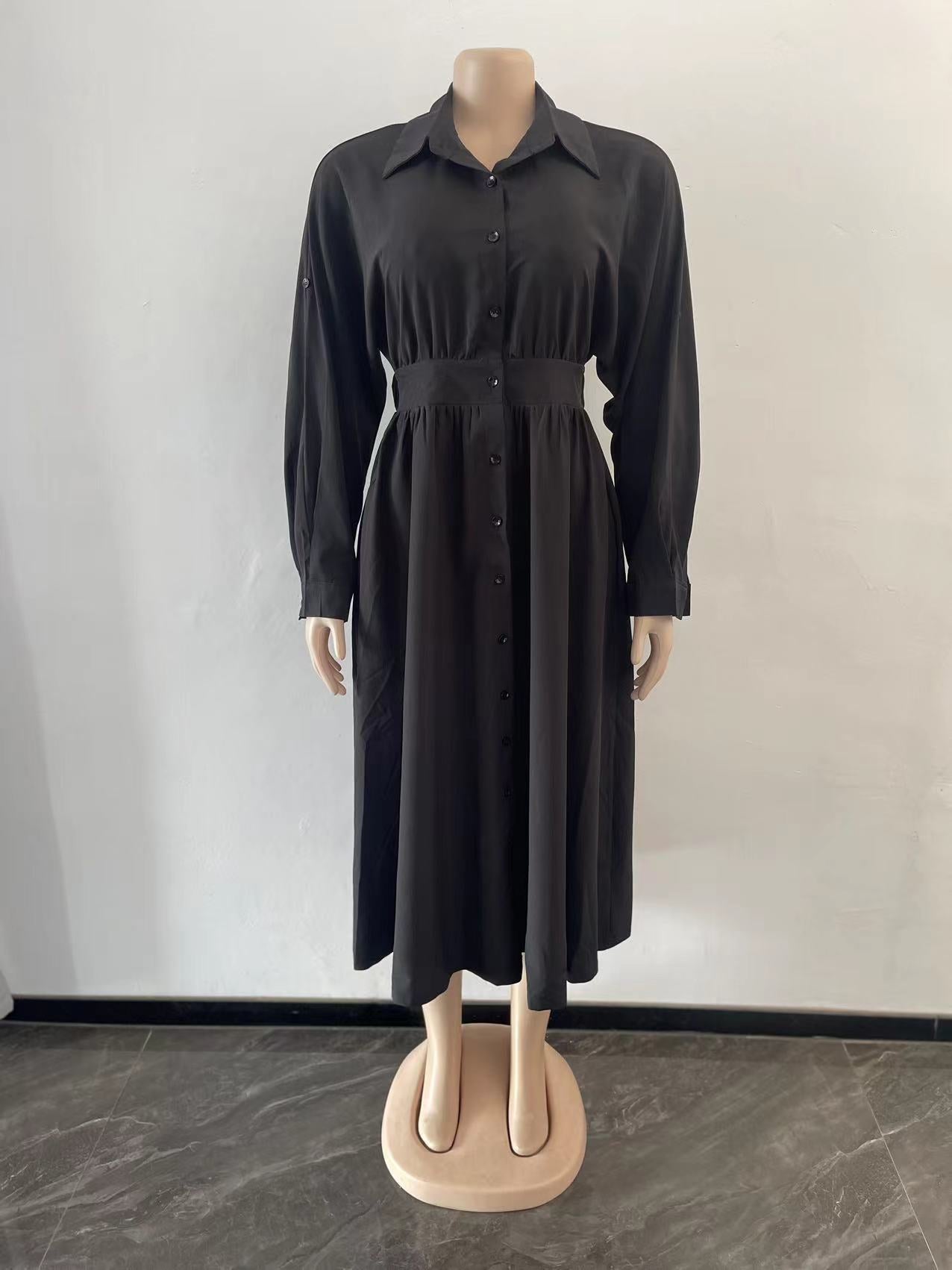 Women'S Dress Fashion Shirt Dress Tunic Loose Long Sleeve Long Dress 14