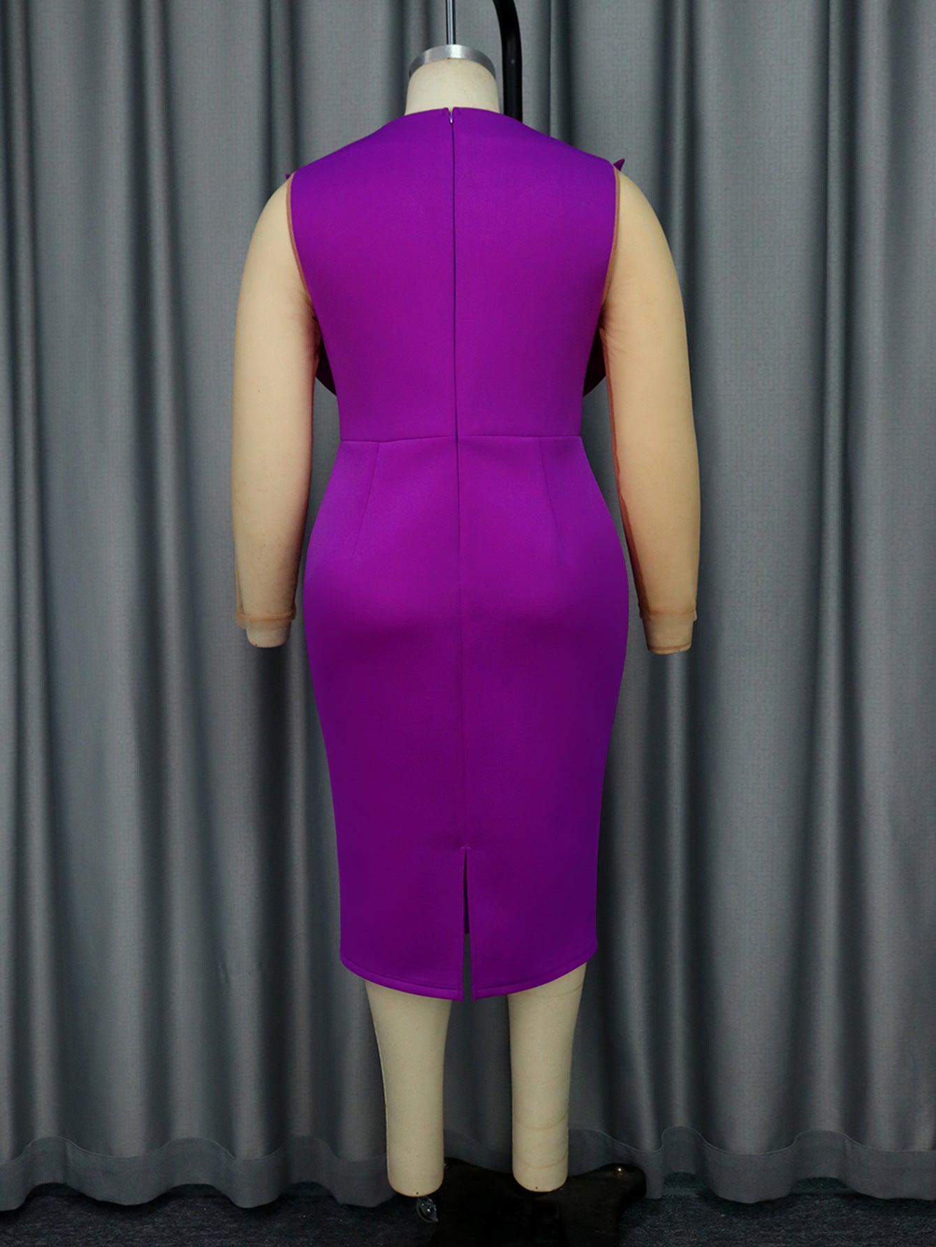 Plus Size fashion see through long sleeve Formal Party Bodycon Dress 5