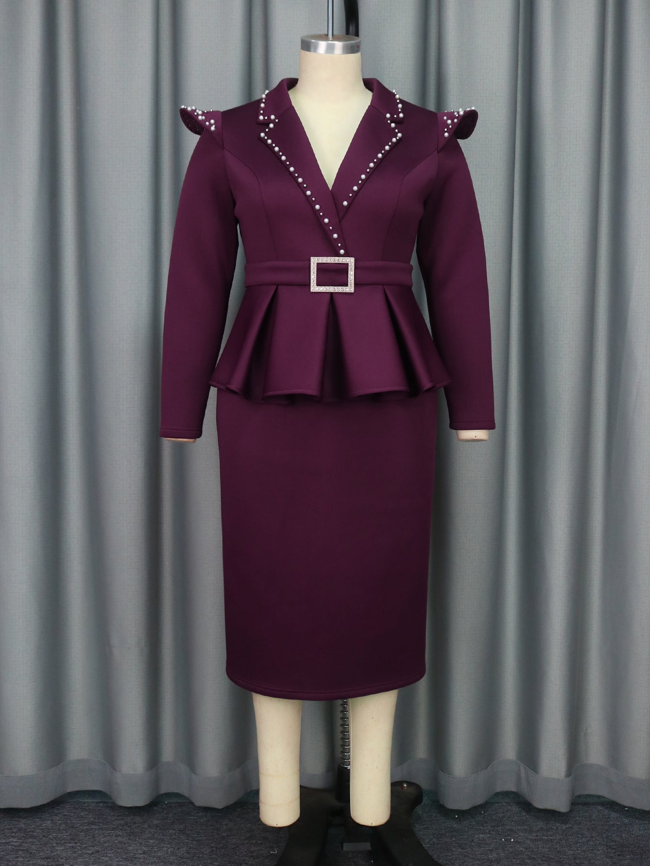 Women Turndown Collar Fake Two Piece Elegant dress 3