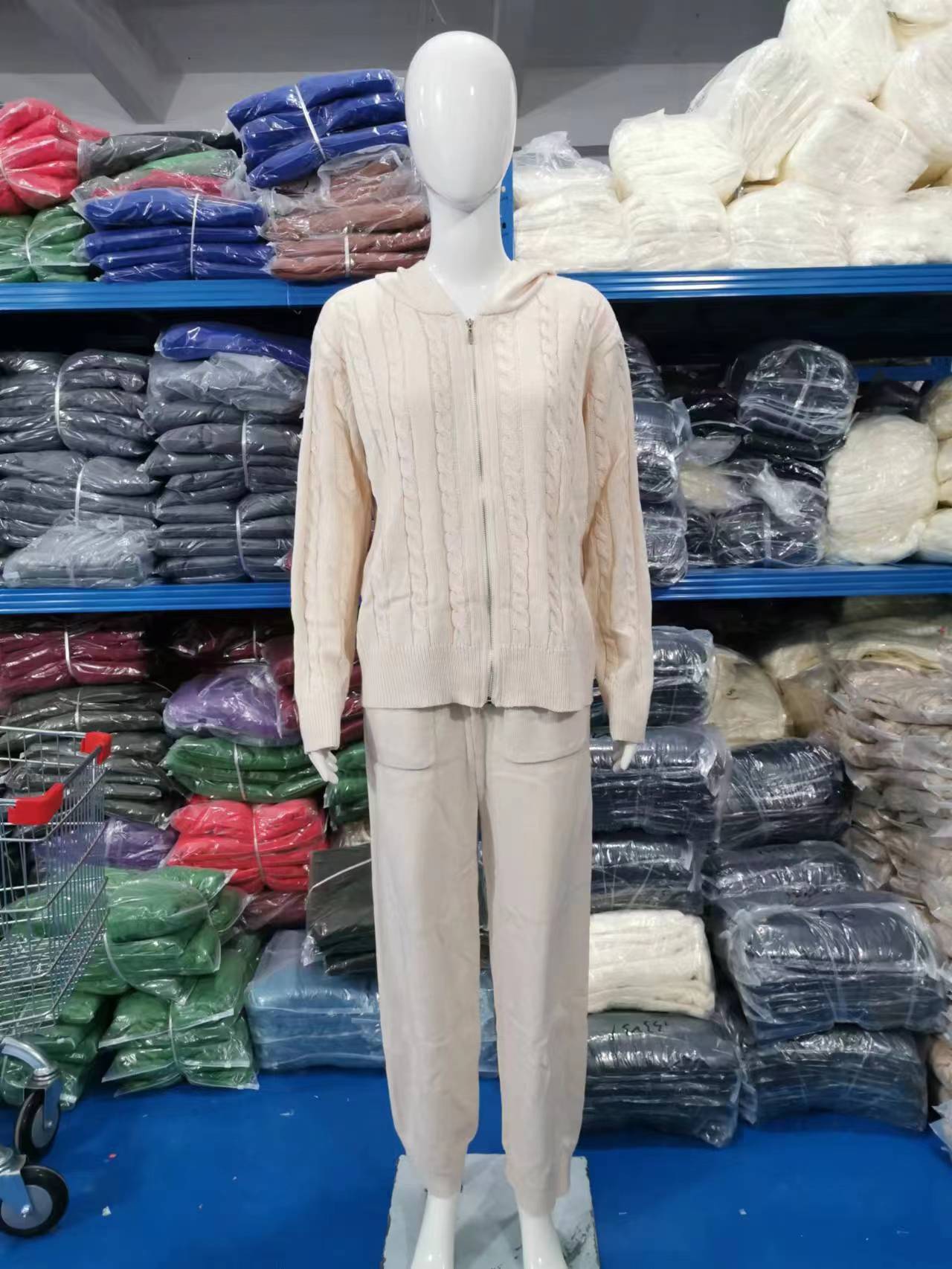 Autumn solid color hooded zipper top Casual home loungwear set 11